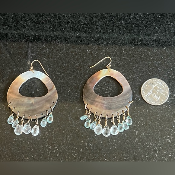 Jewelry - Aquamarine and abalone chandelier earrings